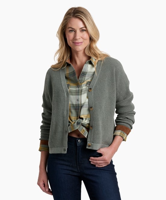 KUHL Brynn Cardigan Sweater Soft Pine Front