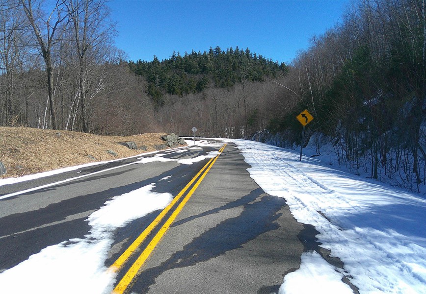 gravel biking with bob olden - a photo of snowy gravel biking road