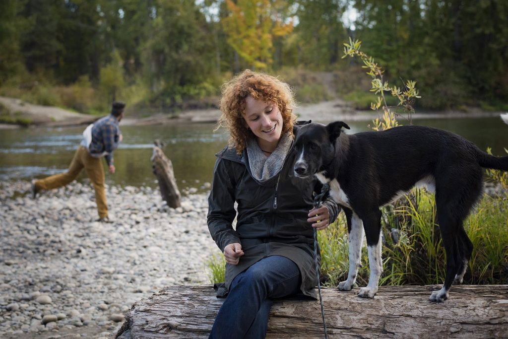 A man and a woman with their shed dogs on the hunt for Antler Sheds