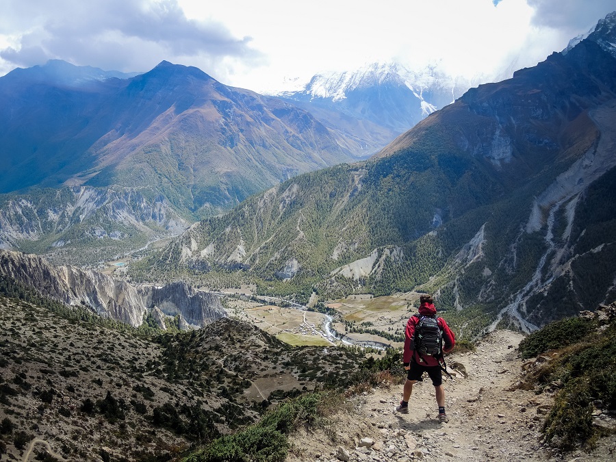 A man hiking in Nepal.