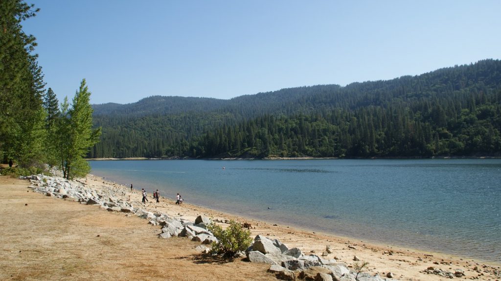 body of water next to brown shore