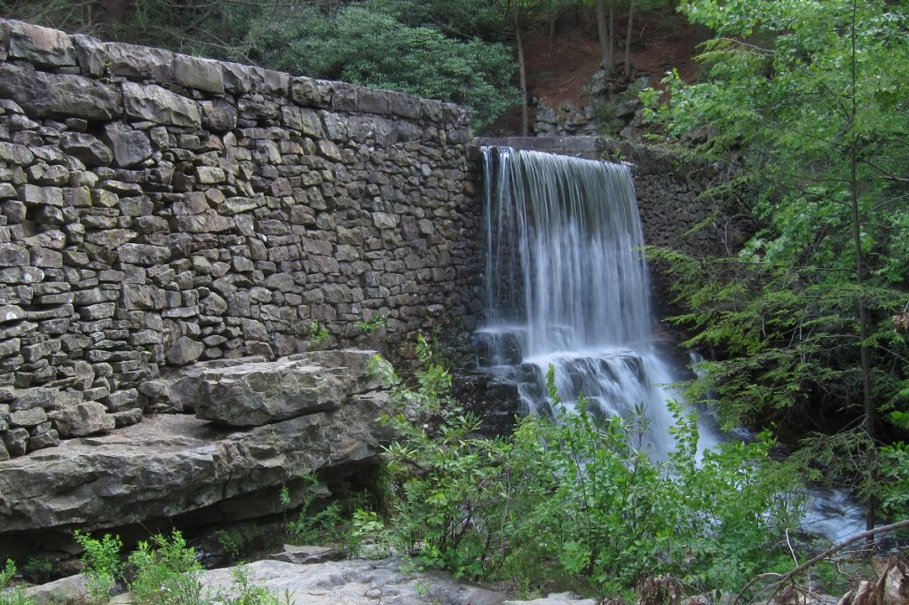 waterfall on gray rock formation