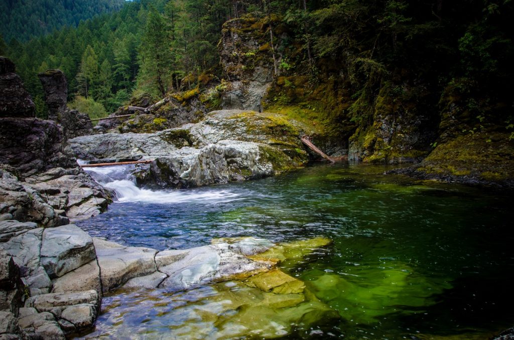 body of water next to rocks and trees