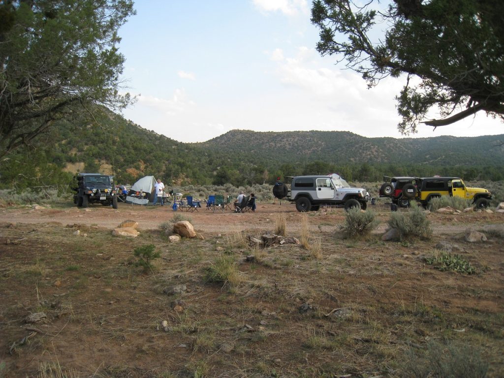 car camping site in woods