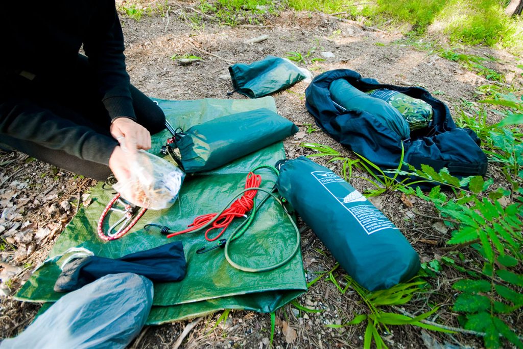 Packing up the Tarp Tent