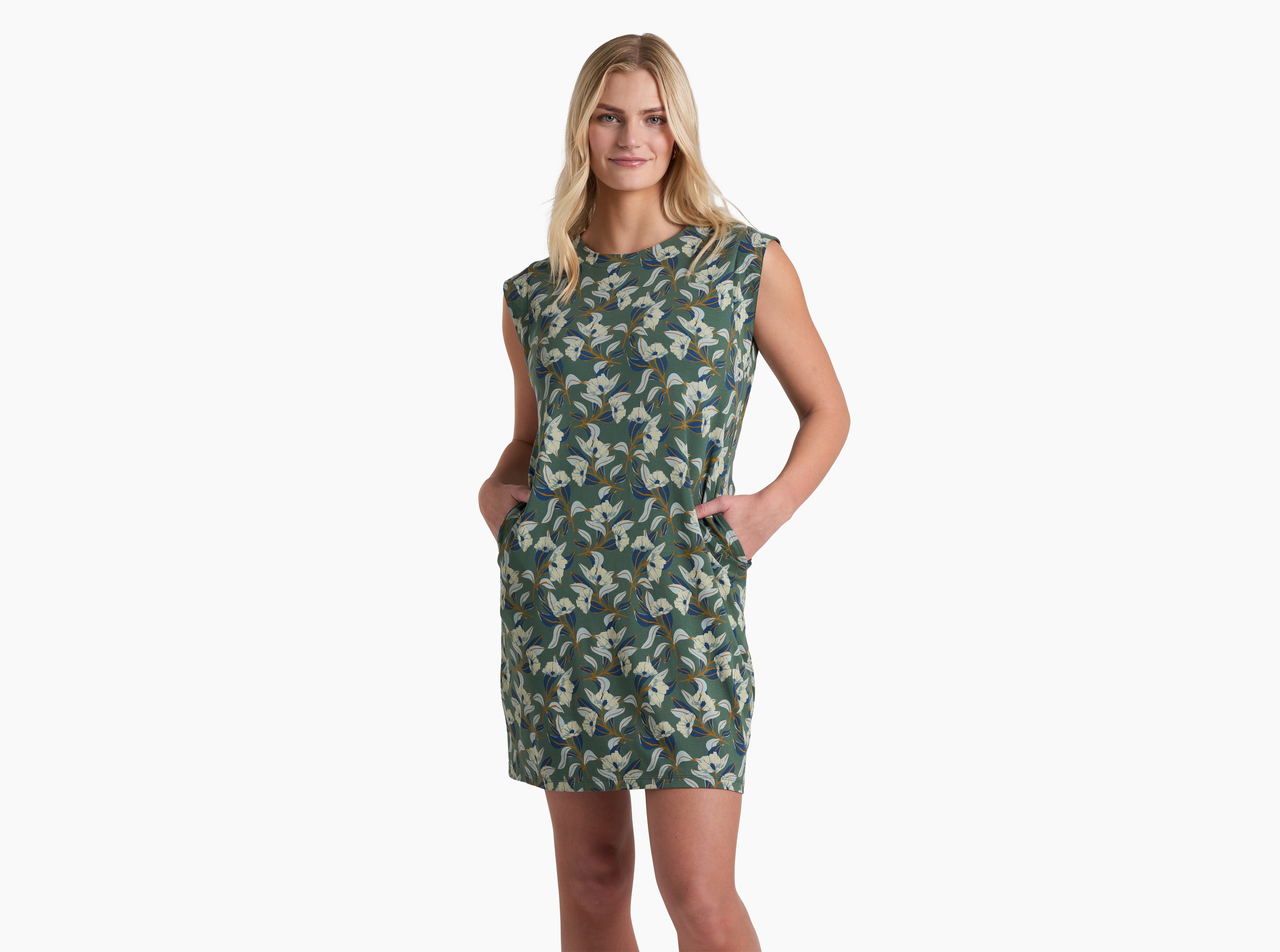 KUHL Lyra Tee Dress SMOKED PINE PRINT Front