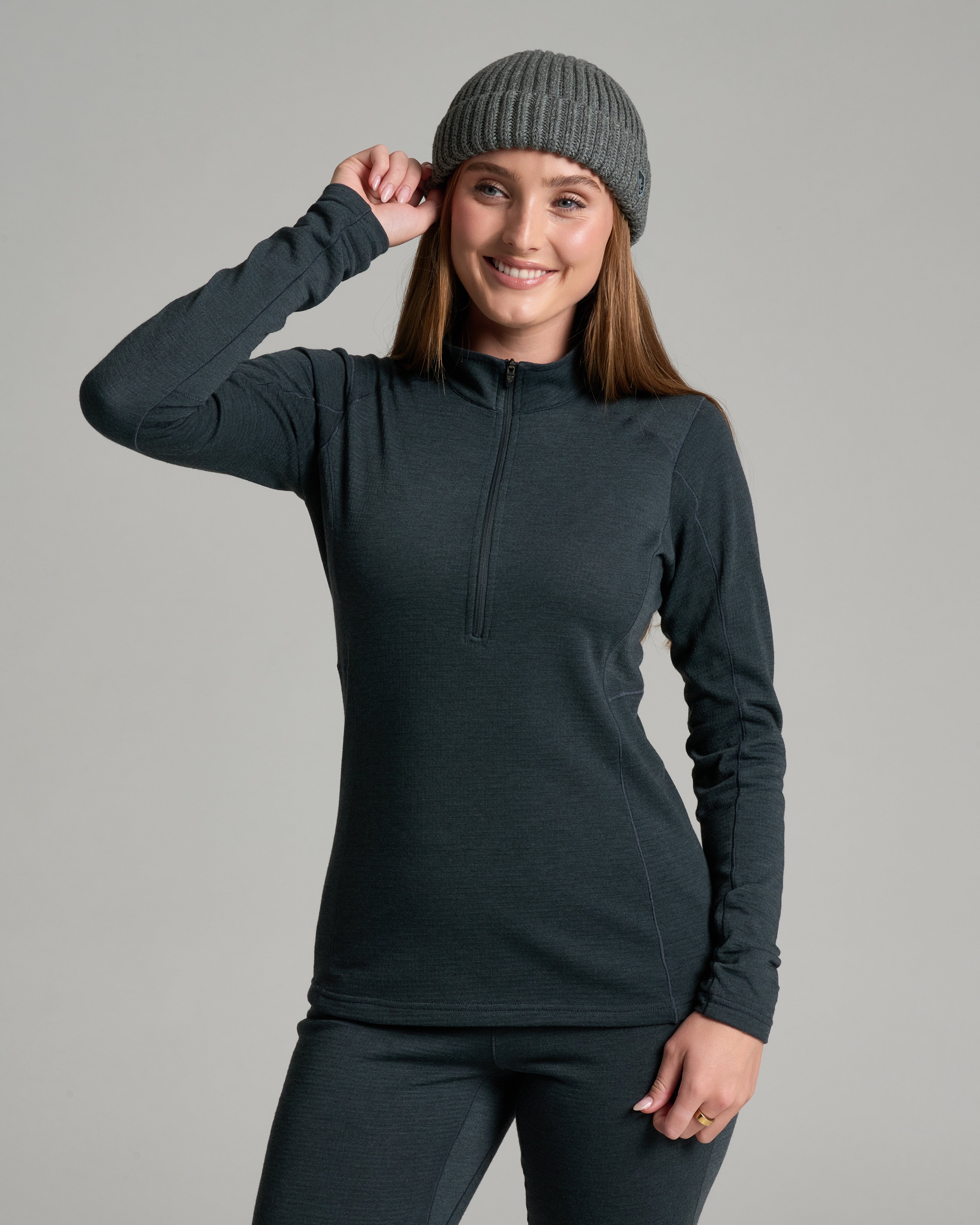 KUHL W's Reactiv Lite Grid 1/4 Zip MIDNIGHT Front