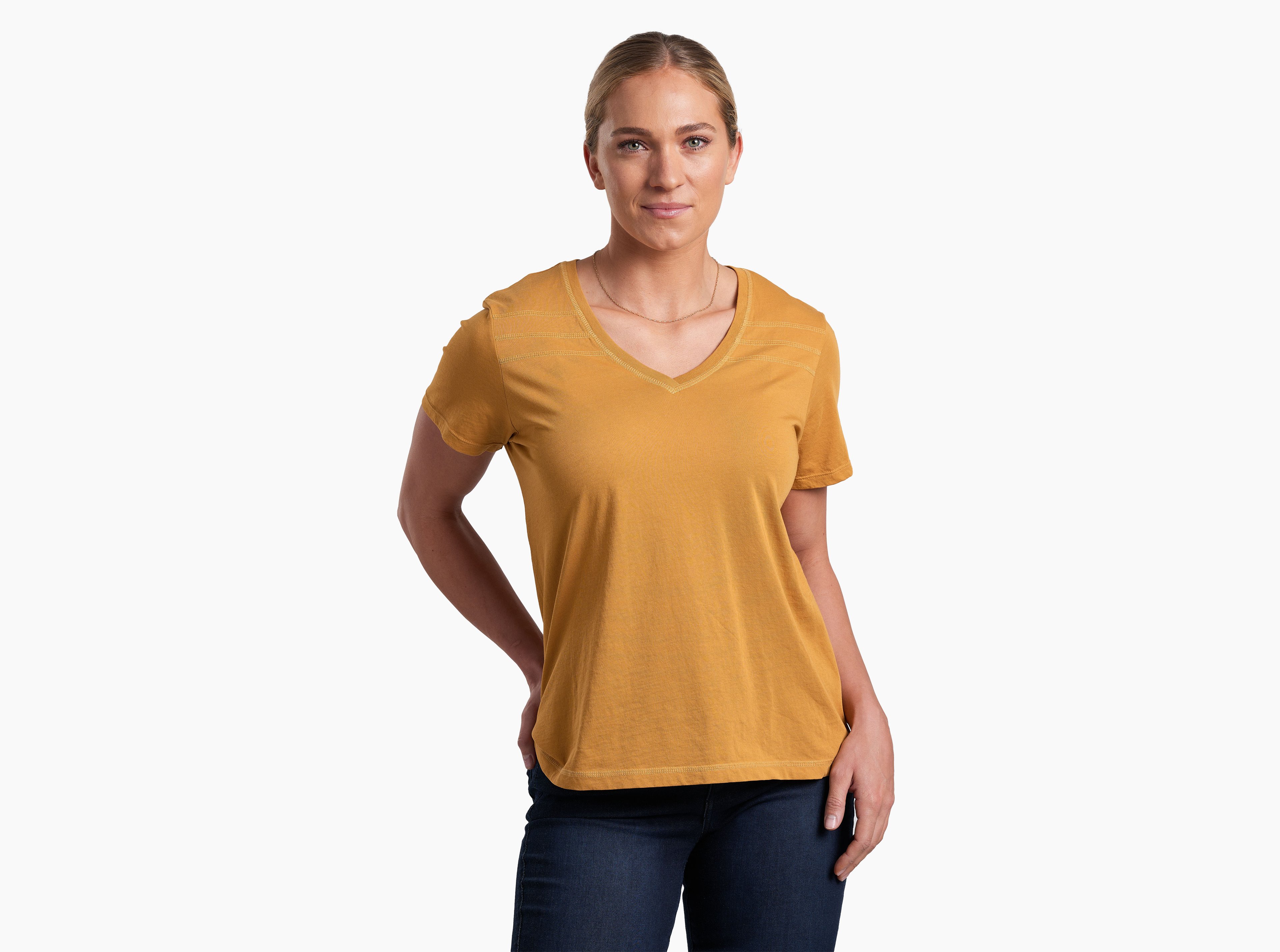 KUHL Arabella V-neck SS GOLDEN SPICE Front